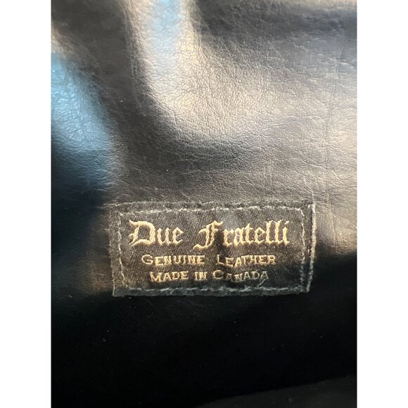 Vintage Due Fratelli Navy Blue Leather Shoulder Crossbody Bag Zipper Sections - Picture 6 of 6